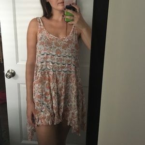 Free people paisley Trapeze and lace slip dress